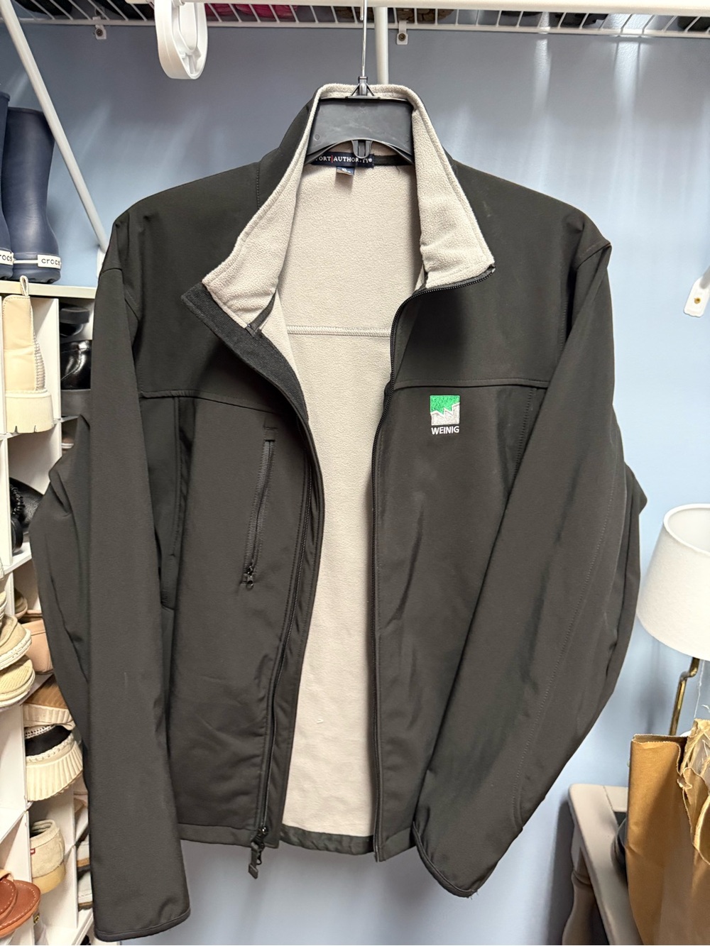 Port Authority Black Softshell Jacket with Light Gray Lining